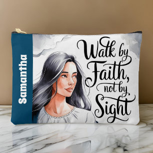 Personalized Walk By Faith Christian Women Accessory Pouch