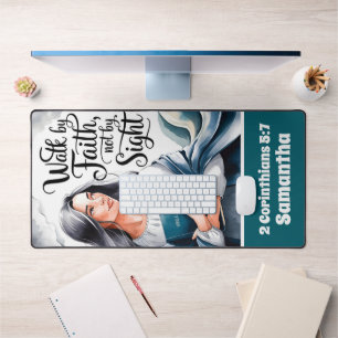 Personalized Walk By Faith Christian Women Desk Mat