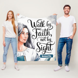 Personalized Walk By Faith Christian Women Fleece Blanket
