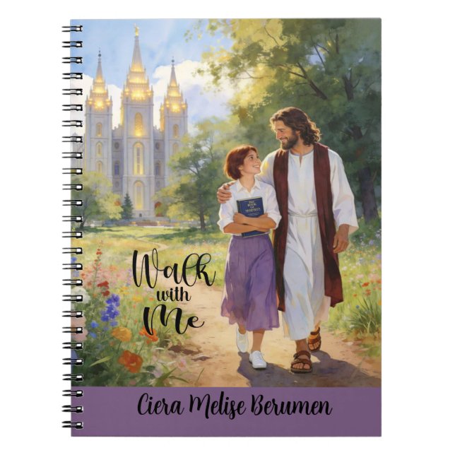 Personalized 'Walk with Me' Christian LDS Journal5 Notebook (Front)
