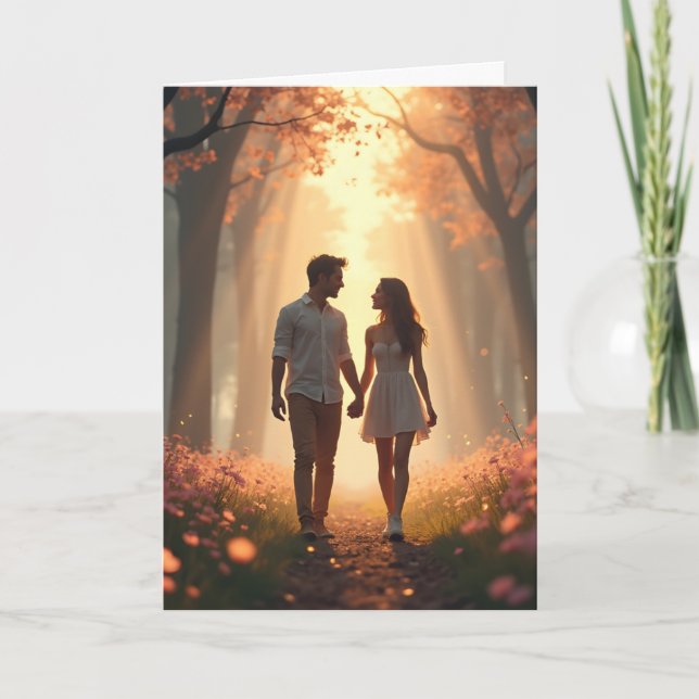 Personalized Walking Couple Valentine Card (Front)