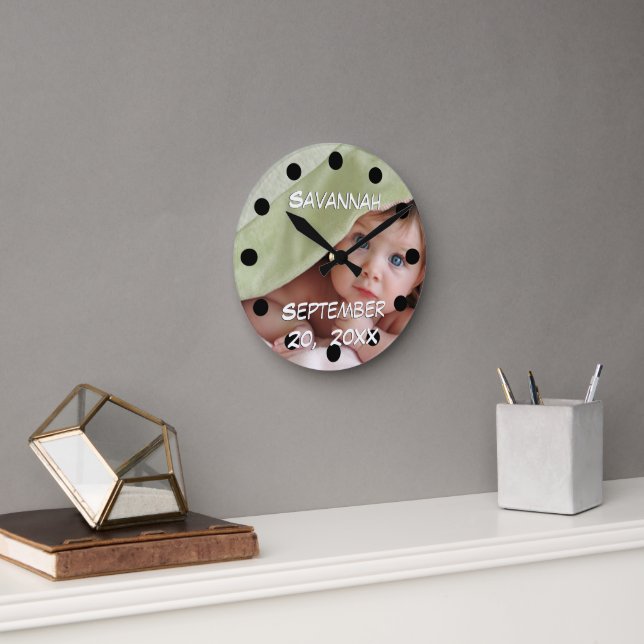 Personalized Wall Clock Baby's Name and Birth Date (Office)
