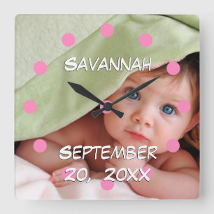 Personalized Wall Clock Baby's Name and Birth Date