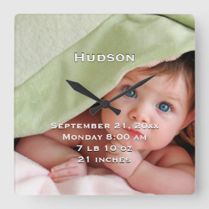 Personalized Wall Clock Baby's Name Birth Stats
