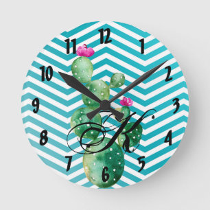 Personalized Wall Clock Boho Cacti Cactus Succulen
