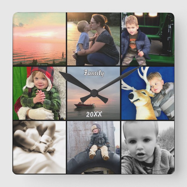 Personalized Wall Clock Family or Couple's Photos (Front)