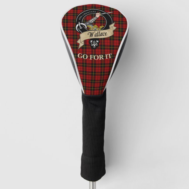 Personalized Wallace Clan Badge & Tartan Golf Head Cover (Front)