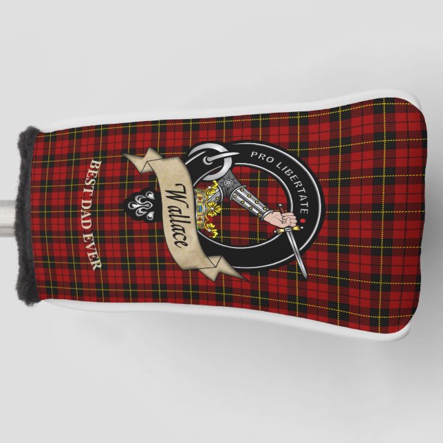 Personalized Wallace Clan Badge & Tartan Golf Head Cover (Front)