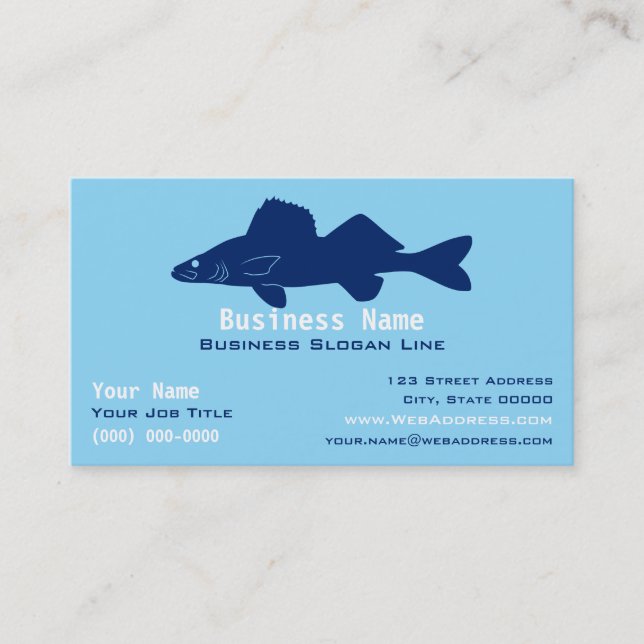 Personalized Walleye Fishing Guide / Charter  Busi Business Card (Front)
