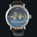 Personalized Walleye Pike on Blue Watch<br><div class="desc">Personalize this walleye pike design for your favourite fisher!</div>