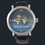 Personalized Walleye Pike on Blue Watch<br><div class="desc">Personalize this walleye pike design for your favourite fisher!</div>