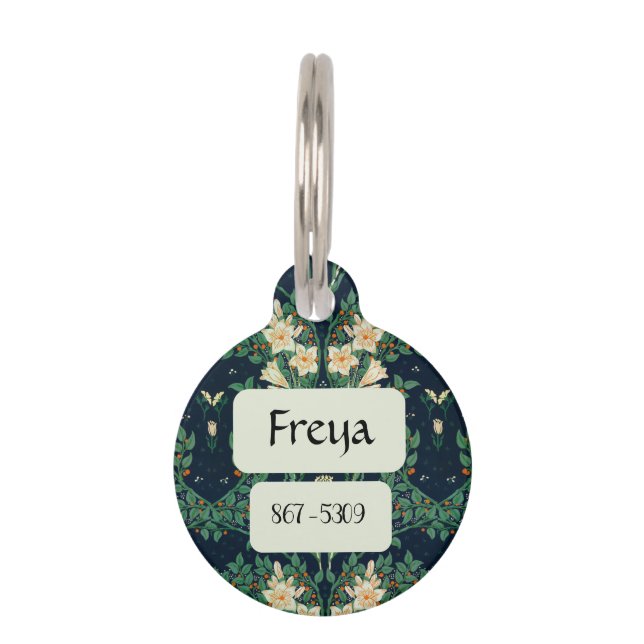 Personalized Walter Crane "Francesca" Botanical Pet Tag (Front)