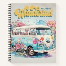 Personalized Wanderlust Retro Bus Travel Journal