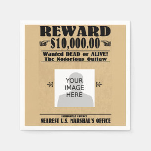 Personalized Wanted Dead or Alive Napkins