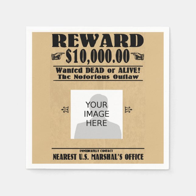 Personalized Wanted Dead or Alive Napkins (Front)