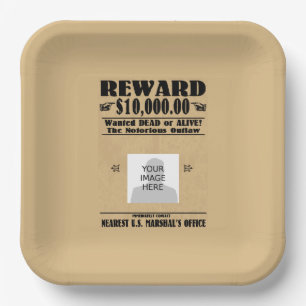 Personalized Wanted Dead or Alive Paper Plate