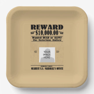 Personalized Wanted Dead or Alive Paper Plate