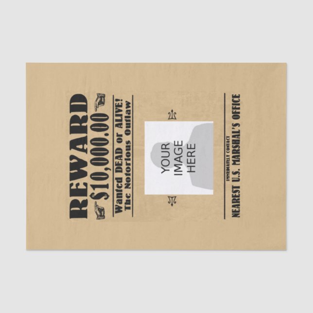 Personalized Wanted Dead or Alive Tissue Paper (Front)