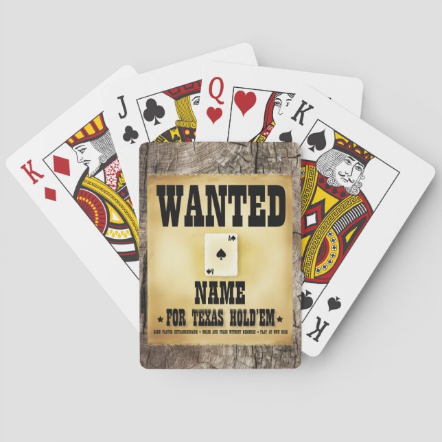 Personalized Wanted for Texas Hold'em Playing Card (Back)