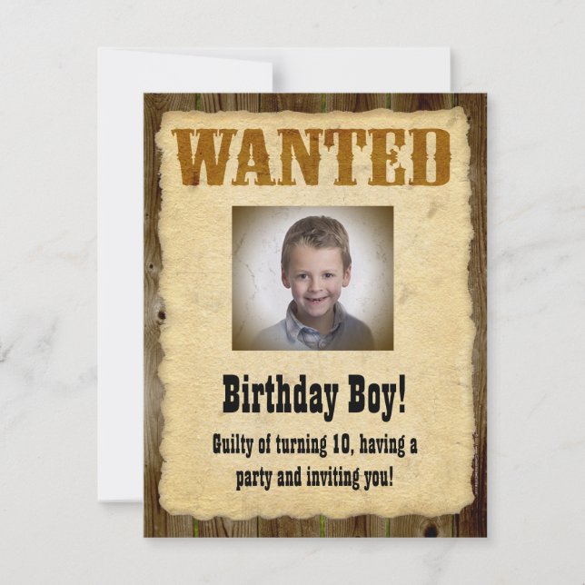 Personalized Wanted Poster, Birthday Bandit Invitation (Front)