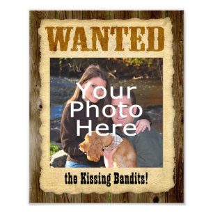 Personalized Wanted Poster, Large Photo w/Text Print