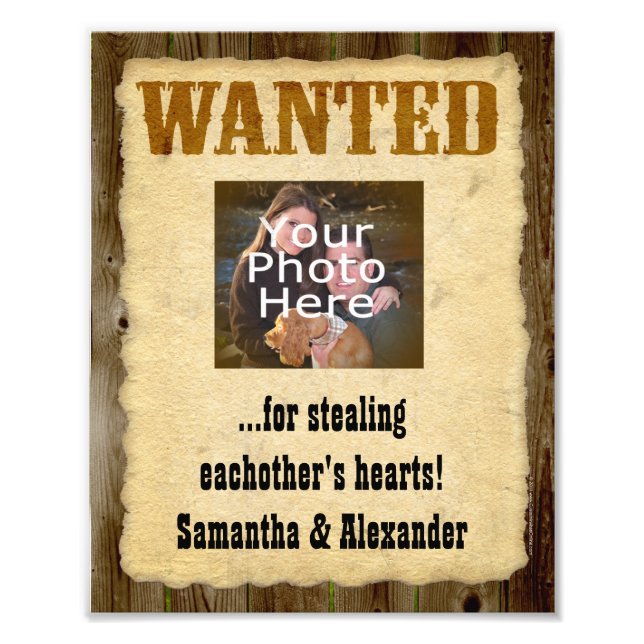 Personalized Wanted Poster, Old West Vintage Photo Print (Front)
