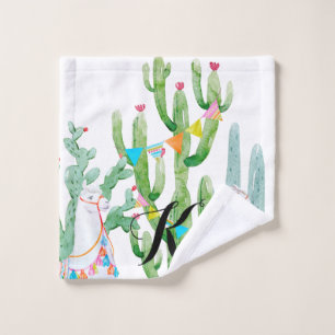 Personalized Wash Cloth Boho Llama Bohemian Cacti