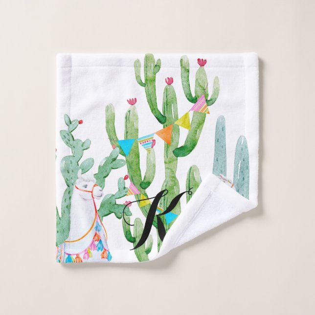 Personalized Wash Cloth Boho Llama Bohemian Cacti (Wash Cloth)