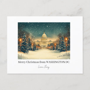 Personalized Washington DC Merry Christmas Holiday Postcard
