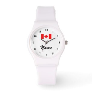 Personalized watch with name and Canadian flag