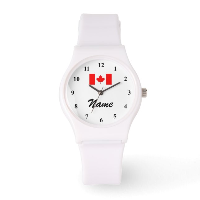 Personalized watch with name and Canadian flag (Front)