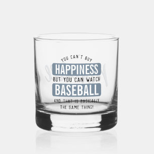 Personalized Watching Baseball is Happiness Funny Whiskey Glass