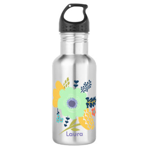 Personalized water bottle with flower design