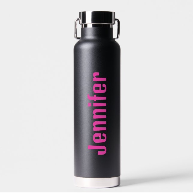Personalized Water Bottle with Pink Custom Name  (Front)
