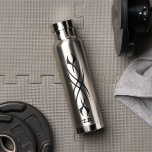 Personalized water bottle with tribal tattoo print