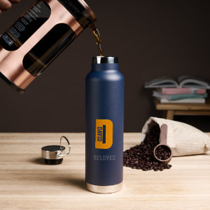 Personalized Water Bottles, Blue and Orange Travel Bottle