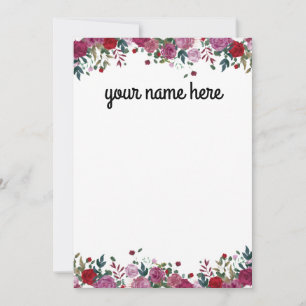 Personalized Water Colour Floral Notecards