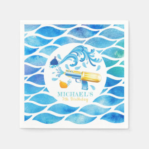 Personalized Water Gun Birthday Paper Plate Napkin