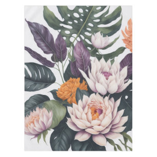 Personalized Water lilies monstera leaves Tablecloth