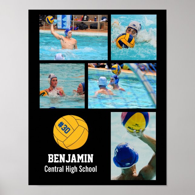 Personalized Water Polo Photo Collage Team Name # Poster (Front)