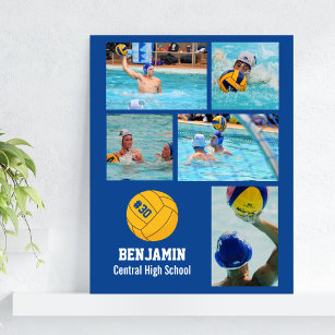 Personalized Water Polo Photo Collage Team Name #  Poster