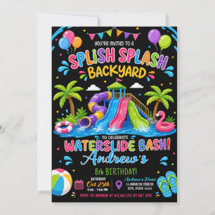 Personalized Water Slide Bash Birthday Invitation