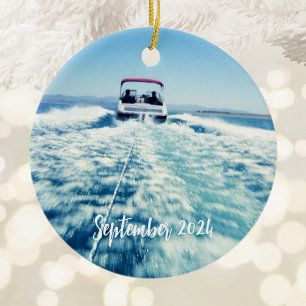 Personalized Water Sports Speed Boat Photo Ceramic Ornament