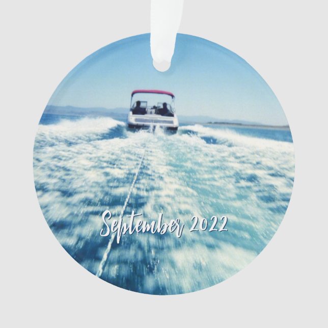 Personalized Water Sports Speed Boat Photo Ornament (Front)