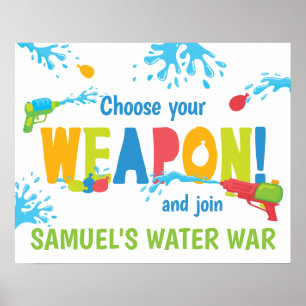 Personalized Water War Birthday Party Sign