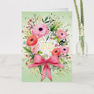 Personalized Watercolor Anniversary Elegant Card 