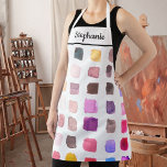 Personalized Watercolor Artist Apron<br><div class="desc">This apron is decorated with a pattern of watercolors samples in pink, purple, and beige. Perfect for an artist or someone who enjoys painting. Personalize this apron with your name or monogram. Because we create our art work you won’t find this exact design from other designers. Original Watercolor © Michele...</div>