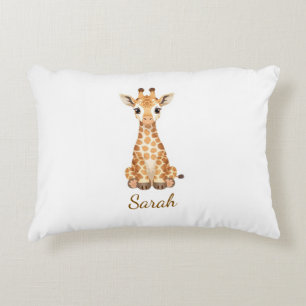 Personalized Watercolor Baby Giraffe Mug with Cust Accent Pillow