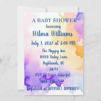 Personalized WaterColor Baby Shower Invitation