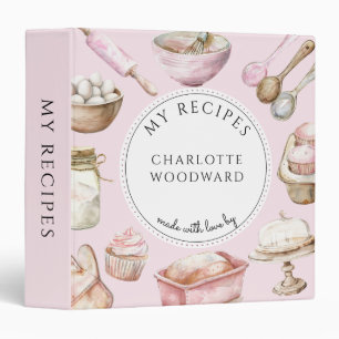 Personalized Watercolor Baked Goods Utensils Binder